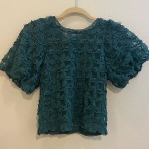 Anthropologie (Sarah Hann) Karla Textured Top Green- XXS